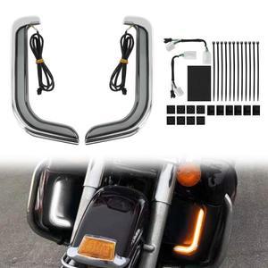 오토바이 LED 러닝 램프 페어링 하부 그릴 회전 신호등 Harley Touring Street Electra Glide Road 1996-20