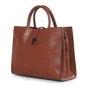 [셀러에이드]정장 가죽 쇼퍼백 여자 고급 손가방 브라운 핸드백