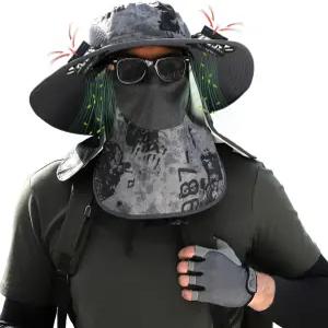 낚시 하이킹 캠핑을 위한 태양광 선풍기가 달린 와이드 브림 선햇 탈착식 목 덮개가 있는 야외 모자 페이스