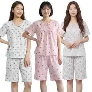 요루 소매프릴 잠옷세트 여성 반팔 반바지 파자마 한벌 여자 홈웨어 실내복 상하의 세트