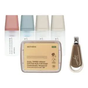마더케이 유아 위생관리 패키지 손톱깎이+실리콘 아기 약병 4P+비건면봉 80P