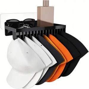 벽용 다기능 야구 모자 랙 선반이 있는 정리함 옷장용 도어 보관함 최대 16개의 수납 홀더 블랙