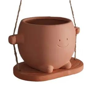 귀여운 캐릭터화분 다육 플랜트박스 화분 원형 그네 도자기 선인장