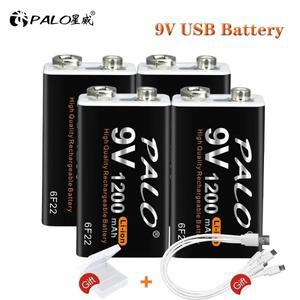 PALO 9V 충전식 배터리 1200mAh 6F22 마이크로 USB 9v 리튬 이온 멀티 미터 장난감 원격 제어 KTV