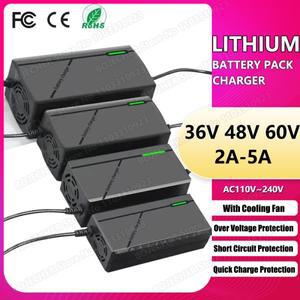 48V 36V 60V 충전기 2A 5A 10S 13S 16S 리튬 이온 배터리 팩 Ebike 스쿠터 54.6V 42V 67.2V 스마트 고속 EU