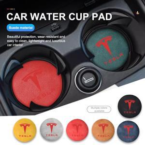테슬라 호환 2Pcs 자동차 코스터 미끄럼 방지 워터 컵 패드 방수 액세서리 모델 3 S Y X