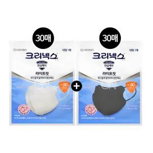 크리넥스 KF80 라이트핏 마스크 화이트 블랙 대형 60개