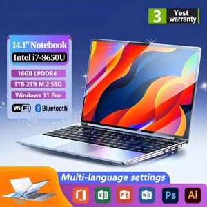 2025년  14.1인치 휴대용 노트북 윈도우 11 32GB 2TB 게이밍 컴퓨터 PC 인텔 코어 i7 8650U 게이머 오피스