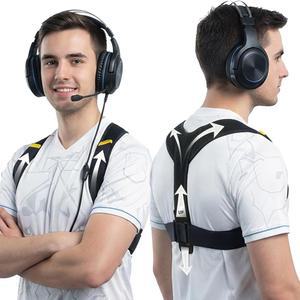 하이포크 게이머 남성용 백 교정기 더블 Blaze 및 플레이어 초박형 텐션 컨트롤 스트레이트너 브레이스 - 스트리머용 어퍼 PC 정렬 Black