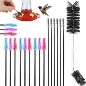 19피스 벌새 모이통 청소 브러시 3가지 크기의 다용도 구부릴 수 있는 미니 나일론 튜브 더블 헤드 2 in 1