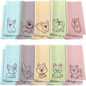 WILLBOND 20개 극세사 클리닝 천 귀여운 강아지 디자인 부드러운 다색 안경용 클리너 카메라 렌즈 휴대폰