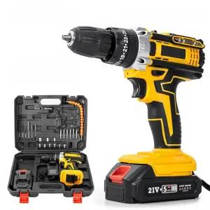 무선 드릴 21V 전동 드라이버 핸드 전동 드릴 공구 세트 다기능 액세서리 박스 포장