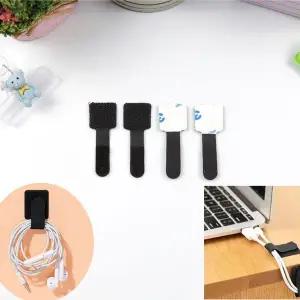 [골드스마일]착식 찍찍이 전선 케이블 정리 고정 홀더 블랙 소 1P