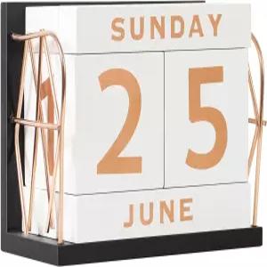 책상용 디어라인 나무 영구 블록 캘린더 로즈 골드 데일리 데스크 홈 오피스 장식용 모던 농가 에스테틱