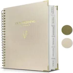레이디앤홈 웨딩 플래너 책 및 정리함 린넨 커버 신부가 달력 체크리스트 포켓이 포함된 선물용 계획