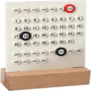 링 어 데이트 캘린더 원목 책상 영구 플래너 사무실 홈룸용 나무 스탠드 포함 흰색