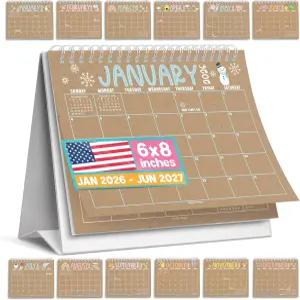 작은 책상 달력 2026-18개월 가정 사무실 및 교실용 스탠딩 플립 2026-2027 여성 남성을 위한 신앙 기반