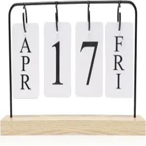 우귀수 데스크톱 장식 월 달력 종이 일력이 있는 블랙 메탈 스탠드 홈 거실 복도 재사용 가능한 사무용품