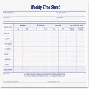 TOPs 주간 타임시트 1부 부본 없음 8.5 x 5.5 50장의 폼/패드 2개/팩