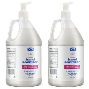 X3 깨끗한 손 소독제 발포 펌프 ？ 알코올 프리 무향 보습 포뮬러 99.9 세균 제거 미국산 - 135.2온스(4L)