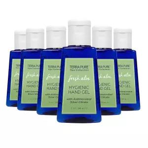 테라 퓨어 손 소독제 젤 1온스 6팩 알로에 베라와 비타민 E가 함유된 알코올 프리 은 구연산 포뮬러 호텔