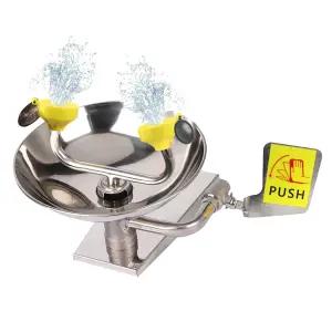 스테인리스 스틸 워시 스테이션 OSHA 승인 듀얼 노즐이 있는 벽 장착 응급처치 공장 실험실 표지판이