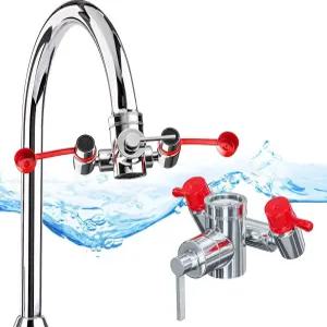 TidyFriend 워시 스테이션 OSHA 승인 - 빠른 활성화 수도꼭지 장착 싱크 부착물 논스톱 플로우 및 사인 1배