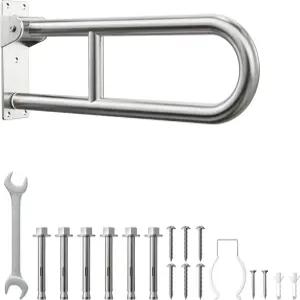 화장실 그랩 바 욕실 안전 난간 벽 장착 304 스테인리스 스틸 뒤집기 노인용 접이식 지지 레일 및 장애인