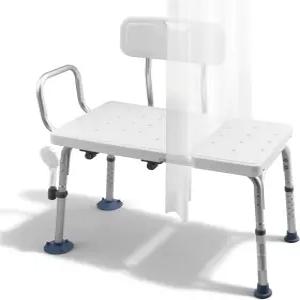 욕조용 VEVOR 이송 벤치 팔 등받이 및 커튼 슬롯이 있는 400파운드 용량의 튼튼한 샤워 의자 성인 노인
