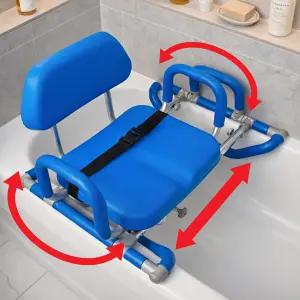욕조용 플래티넘 헬스 하이드로 슬라이드 슬라이딩 샤워 의자 회전 시트 업계 특허 갭 브리지 안전 기능