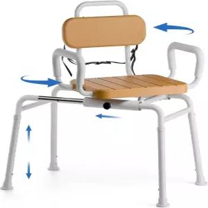 회전식 좌석이 있는 로요다 슬라이딩 샤워 의자 노인 및 장애인용 슬라이드 욕조 이송 벨트 360 회전 조절