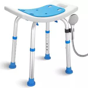 성인 노인 및 장애인을 위한 pxsuliao 욕실 욕조 샤워 의자 내부 이송 벤치 파란색 둥근 발 매트
