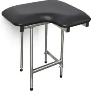 28인치 x 22.5인치 블랙 패딩 월 마운트 접이식 왼손잡이 이송 벤치 샤워 시트 다리 장착 ADA 준수