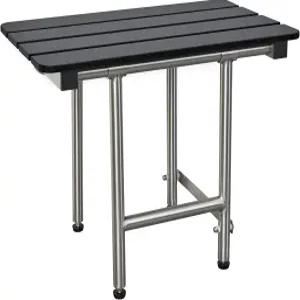 다리가 있는 18인치 x 15인치 ADA 비만 접이식 벽 마운트 욕실 샤워 시트 벤치 검은색 슬레이트 페놀