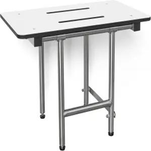 시크롬 18인치 벽걸이 접이식 샤워 벤치 시트 다리 포함 흰색