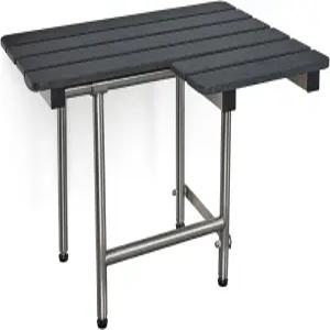 시크롬 26인치 x 22.5인치 ADA 비만 벽 마운트 접이식 이송 벤치 샤워 시트 다리 왼손잡이 검은색 슬레이트