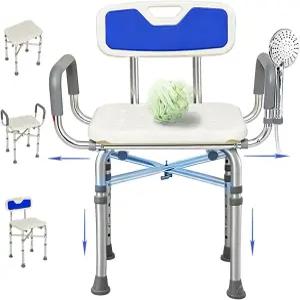 강화된 X-바가 있는 내부 샤워 및 욕조용 2레벨 폭 조절식 헤비 듀티 의자 팔과 허리가 550파운드 시트
