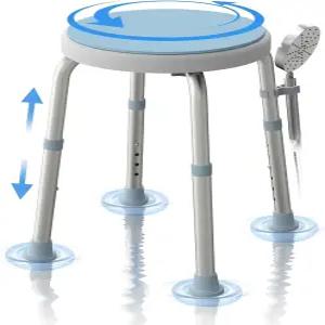 내부 샤워를 위한 WLICKS 회전 스툴 미끄럼 방지 시트 패드가 있는 360 키가 6cm인 노인을 조절식 의자