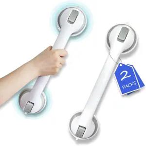 샤워 그랩 바 흡입 노인용 16인치 핸들 2팩 욕실 헤비 듀티 방수 드릴링 없음