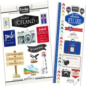 슬란드 스티커 - 스크랩북 사진 앨범 여행 일지 플래너 공예품을 위한 장식용 카메라 깃발 휴가 테마가