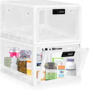 제맥스볼릭 2팩 의약품 자물쇠 상자 대용량 프리미엄 소재 잠금식 보관함 정리함 안전한 약물/냉장고