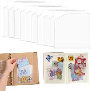 10개 접착 투명 모서리 포켓 플래너 6 x 자체 스티커 디스플레이 시트 프로텍터 사무실 노트북 게시 표지판