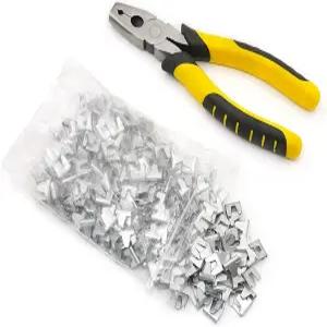 민율우아 와이어 케이지 버클 클립 300개가 있는 플라이어 빌딩 닭비둘기 토끼 애완동물 새 고양이