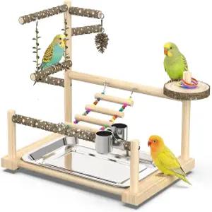 새 놀이터 앵무새 놀이대 코카티엘 피더 컵 그네 사다리 및 탈착식 트레이가 있는 코너 러브버드 버디를