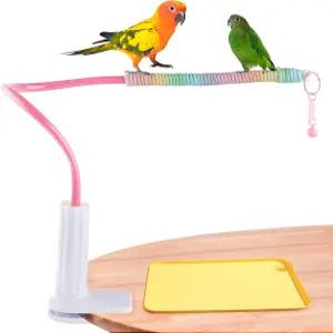버드 퍼치 스탠드 구부릴 수 있는 책상 앵무새 훈련 트레이 포함 청소하기 쉬운 테이블탑 플랫폼 장난감