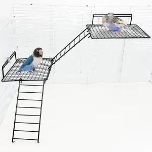앵무새를 위한 BNOSDM 대형 스테인리스 스틸 그리드 플랫폼 4 PCS 버드 퍼치 스탠드 클라이밍 사다리