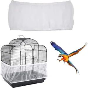 드림어그 새장 커버 통기성 나일론 메쉬 씨앗 포수 가드 앵무새 버기 코카티엘용 조절 가능한 신축성
