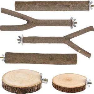 잉꼬 앵무새 코카티엘 코너 러브버드를 위한 플랫폼이 있는 트리월 6 PCS 버드 농어 세트 천연 자작나무