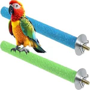 새장용 새 농어 2개의 PCS 앵무새 새장 장난감 발 갈기 스틱 케이지 나무 발톱 샌딩 표면 잉꼬 핀치