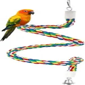 슈이엘라이 40인치 구부릴 수 있는 면 새 로프 농어 그네 세트 앵무새를 위한 다채로운 케이지 액세서리